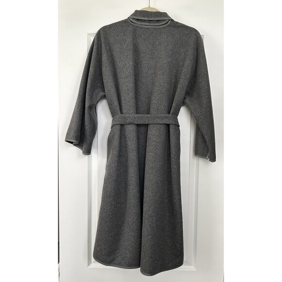 Maskit Wool Cashmere Open Front Jacket Belt Leather Detail Side Pockets Gray - Picture 4 of 15